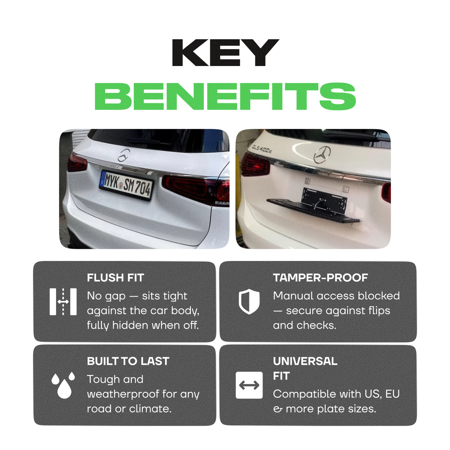 Alite Flipper™ Folding frame for front license plate (hard traction) - Alite