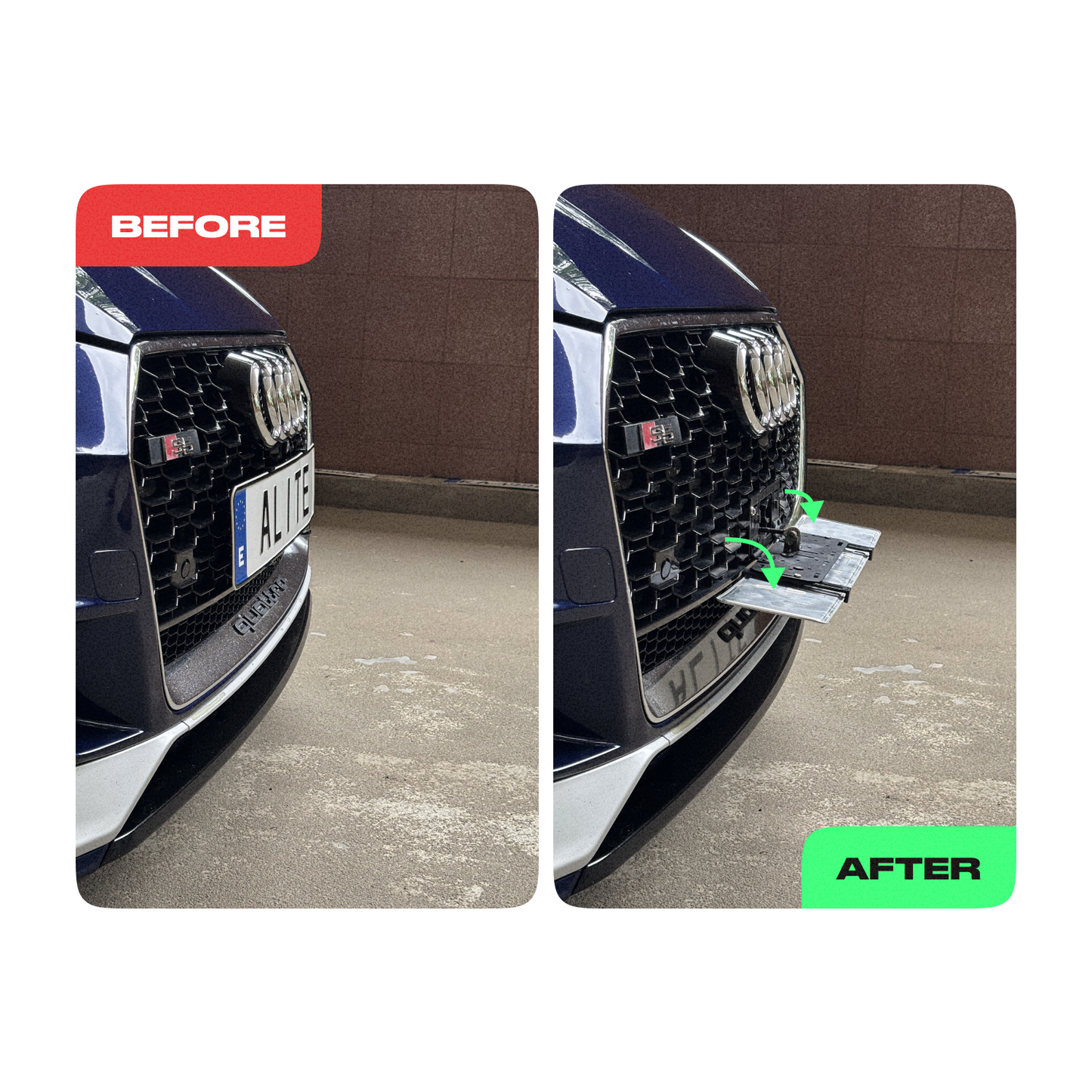 Alite Flipper™ Folding frame for front license plate (hard traction) - Alite