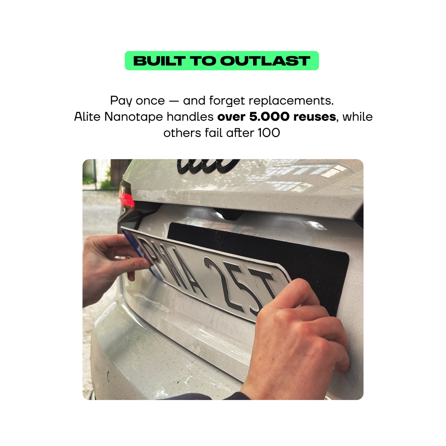 Alite Nanotape™ License Plate Frame for EU & UK (2 plates) - Alite