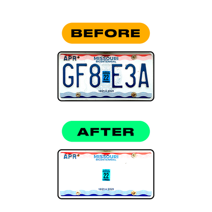 Nanofilm Ecoslick™ for US (Missouri) license plates - Symbol "F"