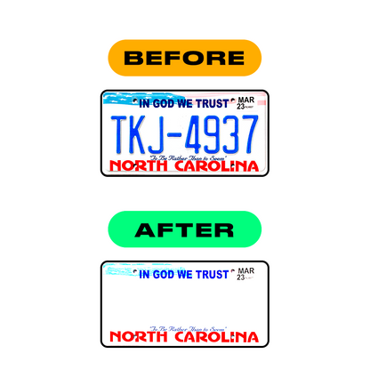 Nanofilm Ecoslick™ for US (North Carolina) license plates - Symbol "S"