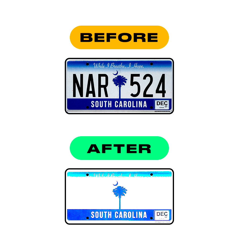 Nanofilm Ecoslick™ for US (South Carolina 2016-2023) license plates - Symbol "2"