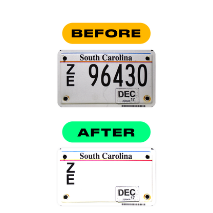 Nanofilm Ecoslick™ for US (South Carolina) Moto license plates - Symbol "0"