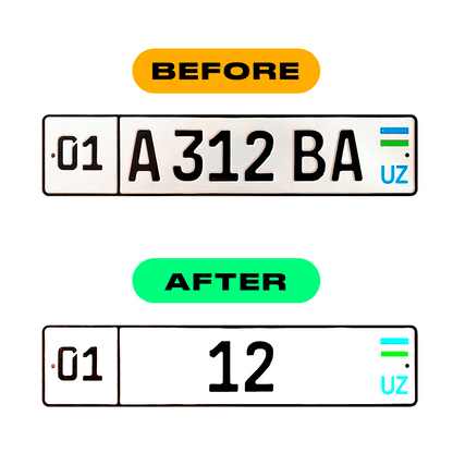 Nanofilm Ecoslick™ for uzbekistan number plates - Symbol "O"