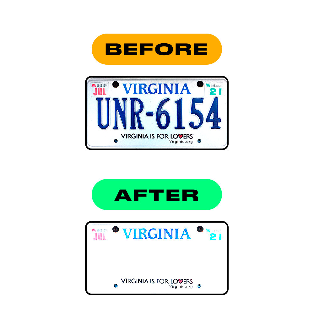 Nanofilm Ecoslick™ for US (Virginia) license plates - Symbol "H"