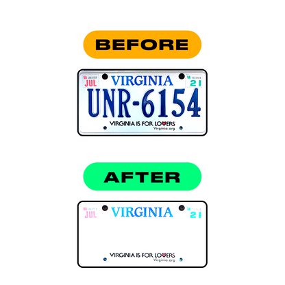 Nanofilm Ecoslick™ for US (Virginia) license plates - Symbol "H"