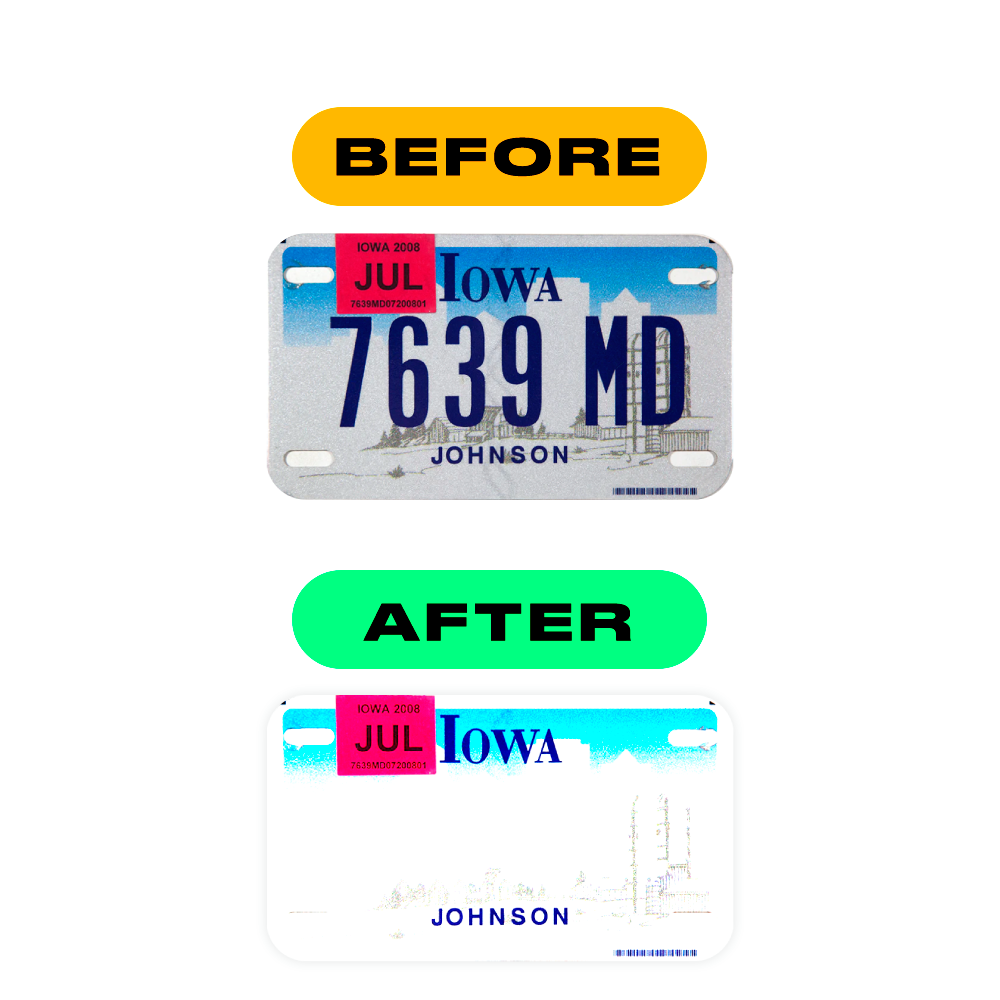 Nanofilm Ecoslick™ for US (Iowa) Moto license plates - Symbol "A"